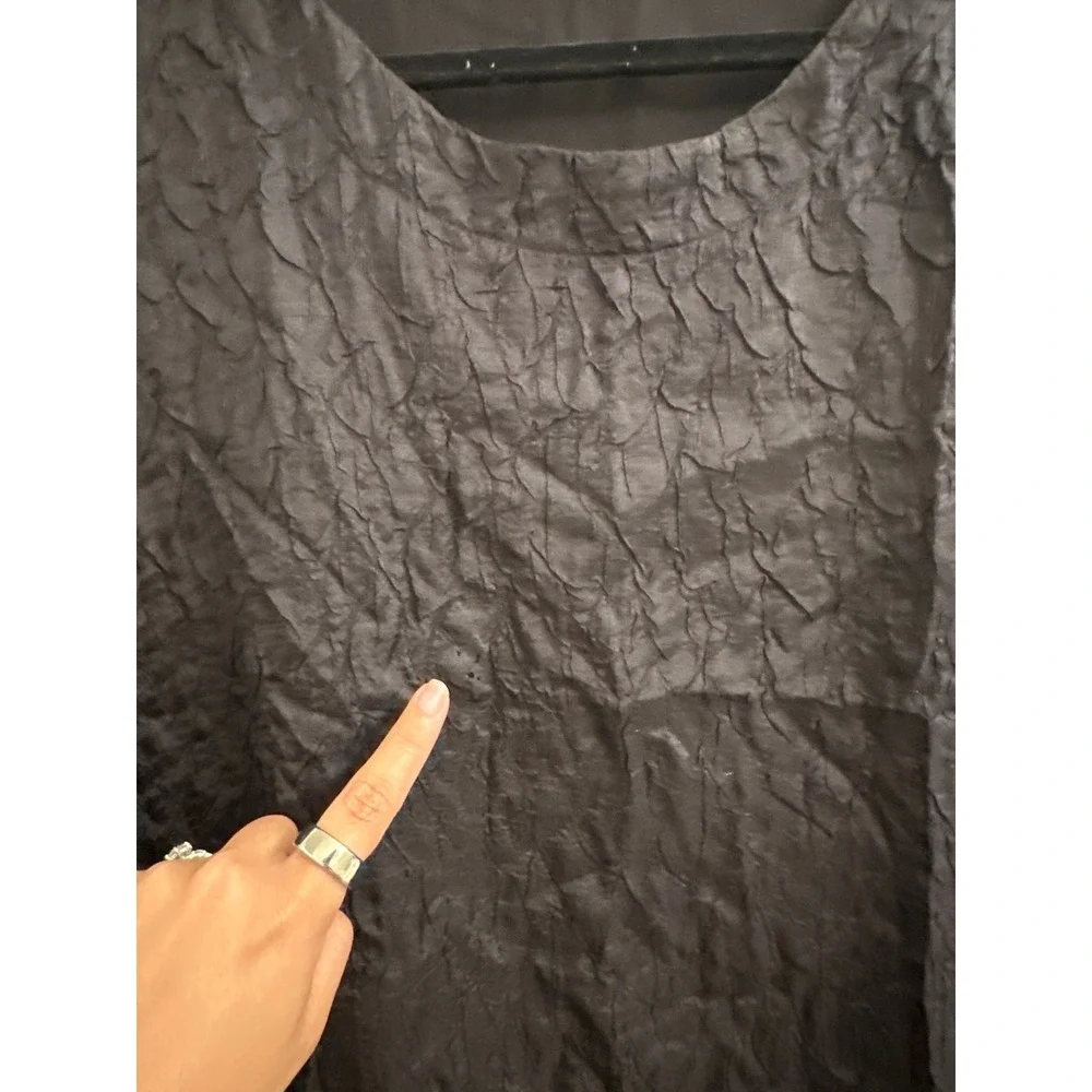 Eskandar 100% Silk Black Crinkle Boxy Luxury Tunic Top Whimsigoth‎ Lagenlook 1